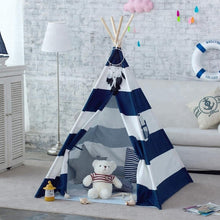 Load image into Gallery viewer, 4-Pole Plain White Cotton Canvas Indoor Kids Play Teepee Tent Childrens Teepees Tipi Wigwam Playhouse Tee Pee Indian Tent