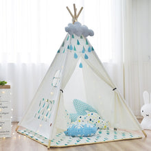 Load image into Gallery viewer, 4-Pole Plain White Cotton Canvas Indoor Kids Play Teepee Tent Childrens Teepees Tipi Wigwam Playhouse Tee Pee Indian Tent