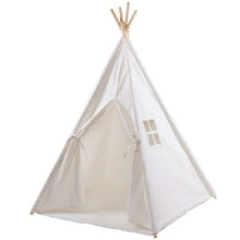 Load image into Gallery viewer, 4-Pole Plain White Cotton Canvas Indoor Kids Play Teepee Tent Childrens Teepees Tipi Wigwam Playhouse Tee Pee Indian Tent