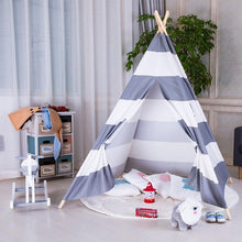 Load image into Gallery viewer, 4-Pole Plain White Cotton Canvas Indoor Kids Play Teepee Tent Childrens Teepees Tipi Wigwam Playhouse Tee Pee Indian Tent